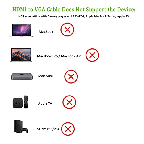 Hdmi To Vga Cable 3Ft, Uni-Directional Computer Hdmi To Vga Monitor 3-Feet Video Cord (Male To Male) Compatible For Raspberry Pi, Roku,Computer, Desktop, Laptop, Pc, Monitor, Projector, Hdtv And More #TOP2