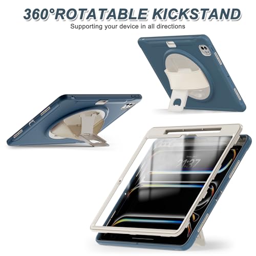 Funda para iPad Pro 11 M5 M4 con protector de pantalla y soporte giratorio de 360 grados 7
