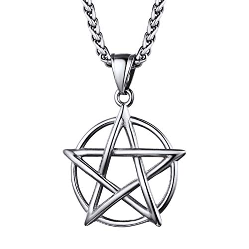PROSTEEL Pentagram Necklace for Women Tetragrammaton Amulet Jewelry Stainless Steel Pentacle Necklace Men Protection Charm Wiccan Magical Satanic Star Necklace