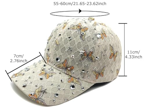 Gorra de béisbol mujer con encaje y mariposas miniatura 5