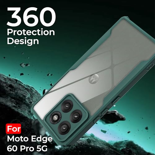 Image of A rtistque Transparent Back Cover Case for Motorola Moto Edge 60 Pro | Acrylic Armor | Anti-Drop | Shockproof TPU Edge | Moto Edge 60 Pro Back Cover - Green