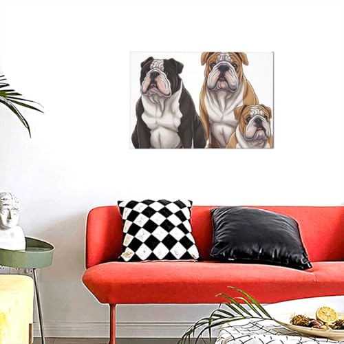 Peinture bouledogue anglais d'art moderne pour salon élégant
