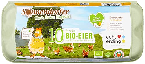 Sonnendorfer Bio Eier von freilaufenden Hühnern weiß oder braun ohne Kükentöten 10 Stück