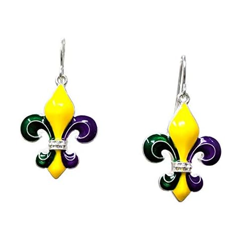 Handpainted Mardi Gras French Hook Earrings (Silver Plated) Cover