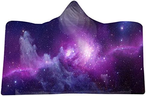 Juner Soft Hoodie Blanket Adult, Wearable Hooded Cartoon Blankets, Starry Sky Pattern, Warm Plush Blanket (B)