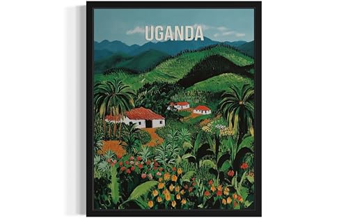 Uganda Countryside Wall Art Poster Print, Rural Landscape, Heritage Artwork