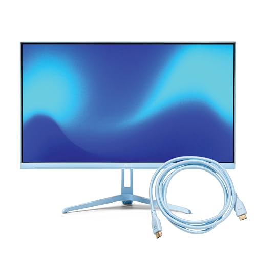 Image of Pixio PX246 Wave Blue 24 inch 120Hz 1080p IPS Panel Adaptive Sync Gaming Monitor with Blue HDMI 2.1 Cable Ultra Certified Ultra High Speed 6FT 8K 60Hz 4K 120Hz Nylon Braided