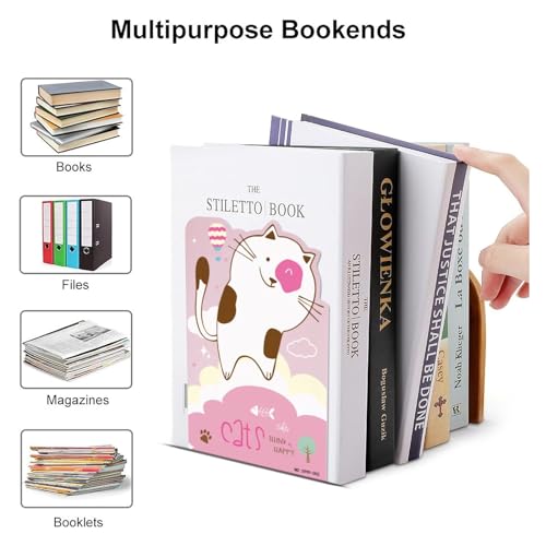 Image of oddpod Cats Laser-Cut Metal Bookends /Heavy Duty Non-Slip Book Stands for Home, Office, Kids Study Table, Nursery, Library and Schools