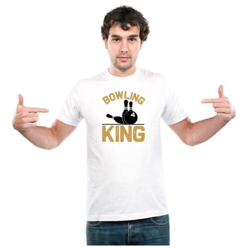 UDNAG Unisex Round Neck Graphic 'Bowling | Bowling King' Polyester T-Shirt White [Size 2YrsOld/22in to 7XL/56in]-image-0