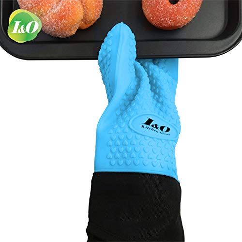 image for I&O BBQ Gloves Oven Mitts – Heat Resistant Grilling Gloves – Silic