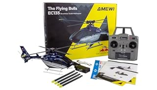 Amewi The Flying Bulls EC135 - Elicottero senza brushless a 6 canali 6G RTF RC radiocomandato, colore: Blu