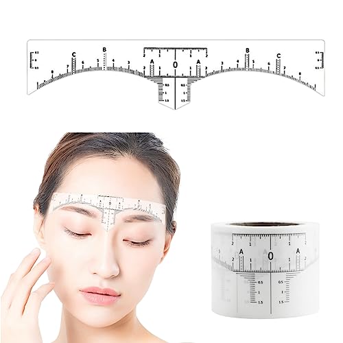 Angzhili 50枚入り 眉定規ステッカー、使い捨て 眉毛整形ステンシル、3点位置決め測定 アイブロウ定規ステッカー 対称眉毛シェイパー ステンシル 眉毛トリミングツール ツグミ定規 メイクアップツール用