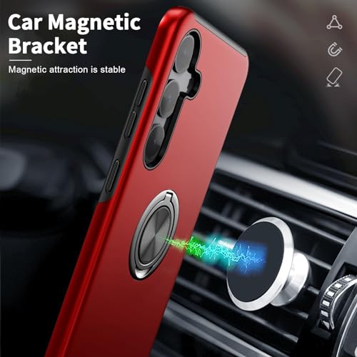 Yamink Case for Samsung for Galaxy S22 Plus with Tempered Glass Screen Protector,Hybrid 2 in 1 Protective Slim Fit Sturdy Phone Case with Invisible Magnetic Ring Kickstand for Galaxy S22 Plus 6.6",Red - image 5