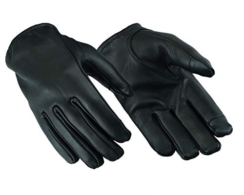 Hugger Men s Seamless Hand Back Water Resistant Leather Motorcycle, Driving, Police Patrol Glove (Black, X-Large)