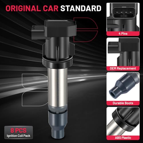Image of BDFHYK Ignition Coil Pack Set of 8 Compatible with Buick 07-11 Lucerne, Compatible with Cadillac 07-11 DTS,07-09 SRX, 07-10 STS, 07-09 XLR 4.4L 4.6L V8 Replacement for UF543 12597745 GN10453 48720