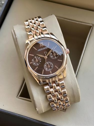 Image of AMERICANVIBER Rose Gold Women Watches | Girl Watch | Watch for Women | Diamond Studed | Premium Design | Trendy Fashionable | Under 499