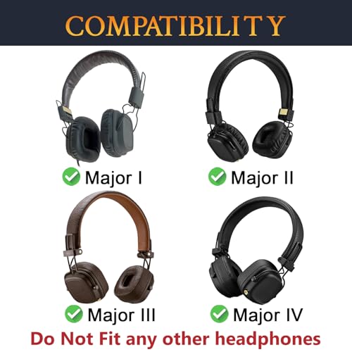 SOULWIT Replacement Ear Pads Cushions for Marshall Major I/II/III/IV Wireless/Wired Headphones, for Marshall Major 1/2/3/4 Headset, Earpads with Soft Protein Leather - Burgundy by SOULWIT - Image 2