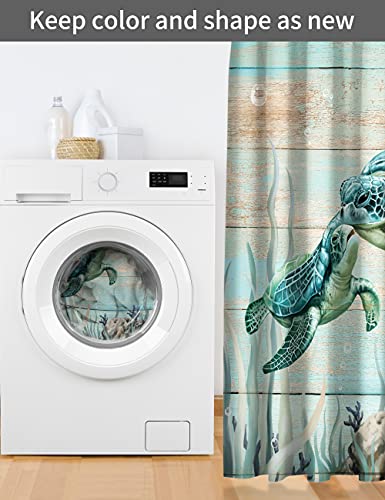 Godimerhea Sea Turtle Shower Curtain For Bathroom Farmhouse Beach Theme Cute Ocean Animal Teal Nautical Coastal Fabric Cloth Summer Curtain Set With Hooks Bathroom Decor 72×72 Inch #TOP4