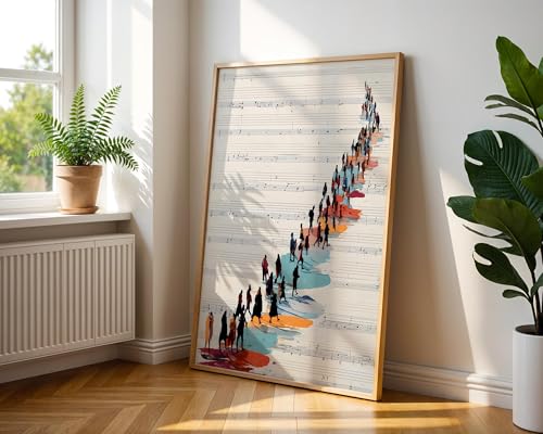 Tableau abstrait musical XINBAO grande toile verticale de 80x110 cm