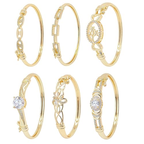18K Gold Bracelets for Women, Premium Gold Plated Bangle Bracelets for Women, Personalized Bangle with Cubic Zirconia, Love Bracelet Jewelry for Women