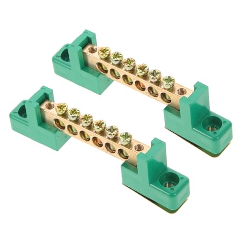 GETAJGHSD Barra De Tierra De Cobre 6 Terminales 6x9 Mm Verde, Kit De Barra Colectora Para Conexiones Seguras En Cajas De Distribución Eléctrica Industrial