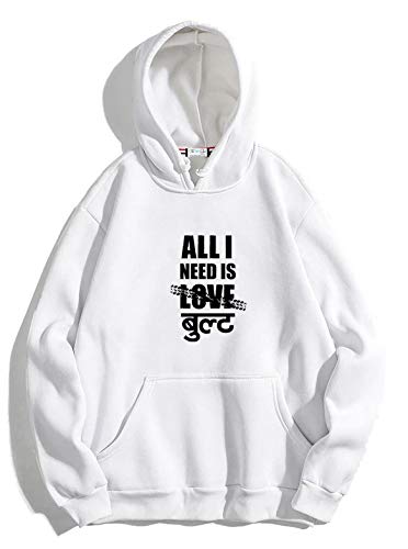 Unisex White Hoodie with Black Print: All I Need is Love/Printed White Hoodie/Graphic Printed Hoodie/Hoodie for Men & Women/Warm Hoodie/Unisex Hoodie