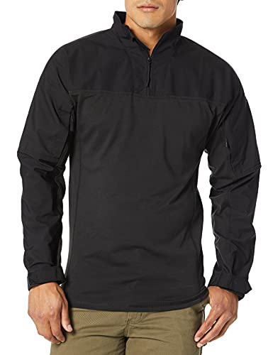 T-Shirt Noir XL Homme avec Fermeture éclair 1/4 Tru-Spec pour Activités Outdoor