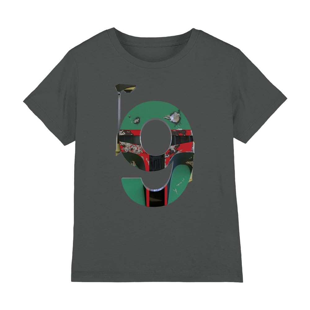 Star Wars Boba Fett 9 Unisex Kids T-Shirt, Charcoal, 5-6 Years, Model UKKT-06-SRWS10046I