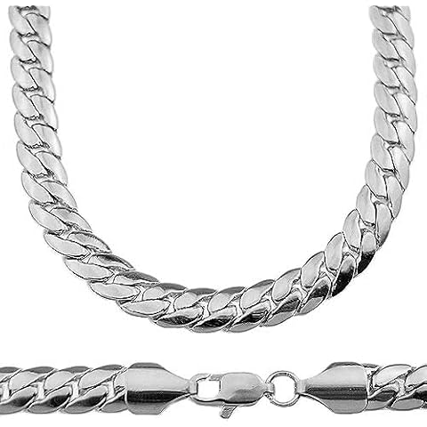 TUOKAY Silver 9mm Wide Miami Cuban Link Curb Chain Necklace Wide Curb Link Chain Necklace Silver Stainless Steel Cuban Chain Necklaces(21‘’ Long, 9mm) Cover