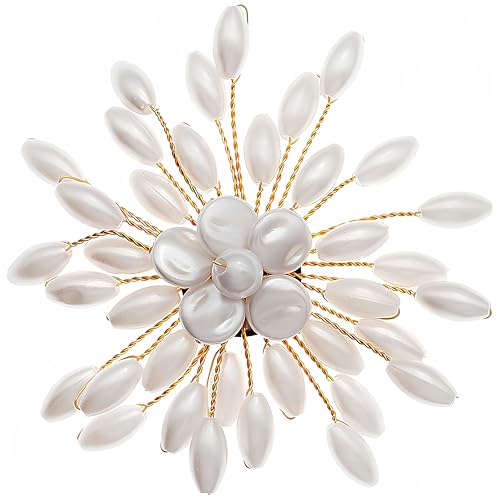 3inch Large Women's Brooch Pin Lapel Flower Pearl Brooch - Fashion Gold Vintage Simulated Crystal Pearl Rhinestone Floral Brooches for Women Bridal Wedding with Graceful Bling Bulk Costume J