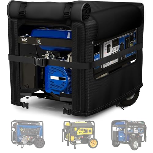 BOANEN Generator Cover 900D Heavy Duty Waterproof Fabric. 30L30W26H Inch Generator Covers While Running with Windproof Strap Buckles. Fits most 6000-13000 watt Generators Black.