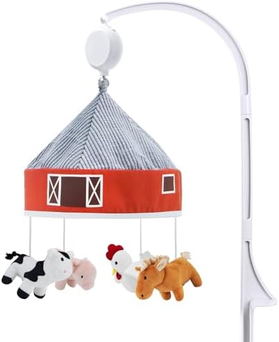 Lovvie & Joy Baby Crib Mobile,Mobile for Crib with 35 Lullabies and Stuffed Animals Hanging Toys for Newborns Boys and Girls,Farm Nursery Decor