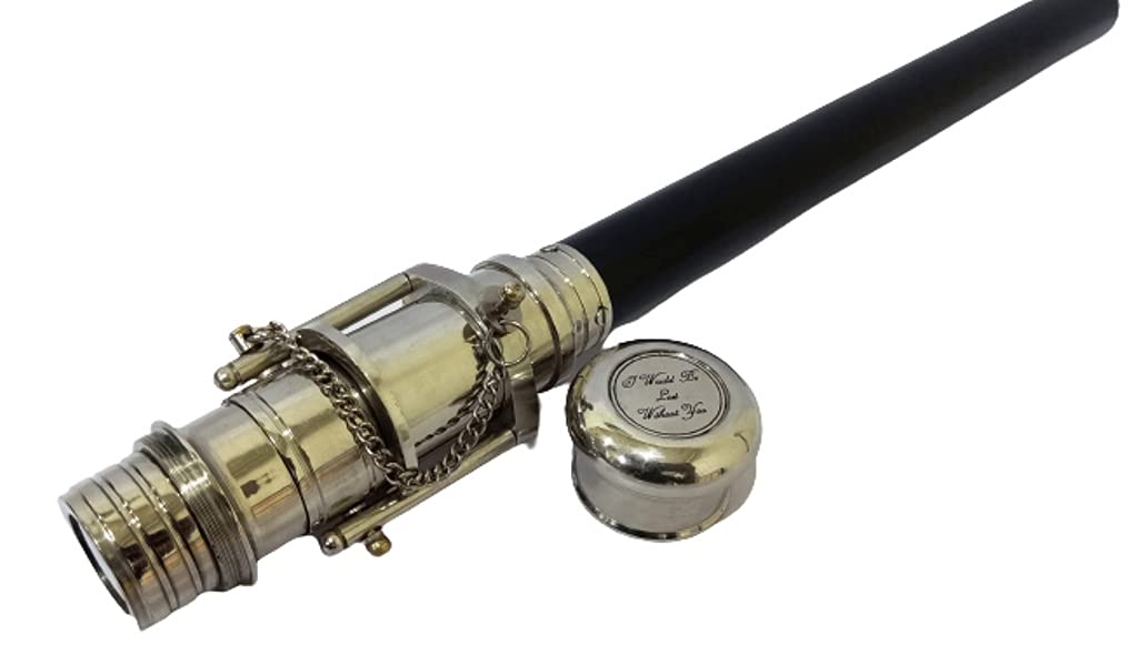 Walking Wood Cane-Brass Telescope Walking Stick- Hidden Spy Telescope Handle Rustic Vintage Home Decor Gifts