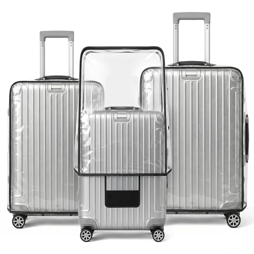 T Tersely 3 Pieces Luggage Cover Protectors, for 20 24 28 inch luggage Clear PVC Suitcase Cover Set,Waterproof Suitcase Protective Covers for Tsa Approved for Travel