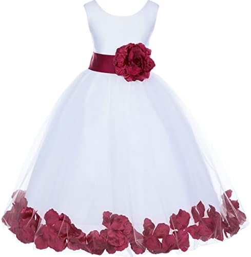 ekidsbridal White Floral Rose Petals Flower Girl Dress Birthday Girl Dress Junior Flower Girl Dresses 302s 6