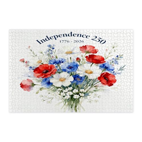 Rompecabezas de flores del 4 de julio de 1000 piezas en madera para adultos