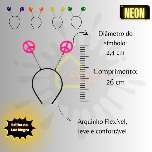 Tiara Neon Brilha Luz Negra 10Un