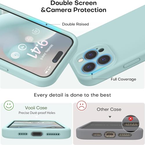 Image of Back Cover for iPhone 13 Pro Case,[Military Shockproof Protection] Liquid Silicone Case with [Soft Anti-Scratch Microfiber Lining for iPhone 13 Pro (Mint Green)