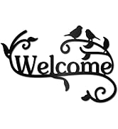 CREATCABIN Décoration Murale en Métal avec Oiseaux sur Branche à Suspendre - Sculpture de Bienven...