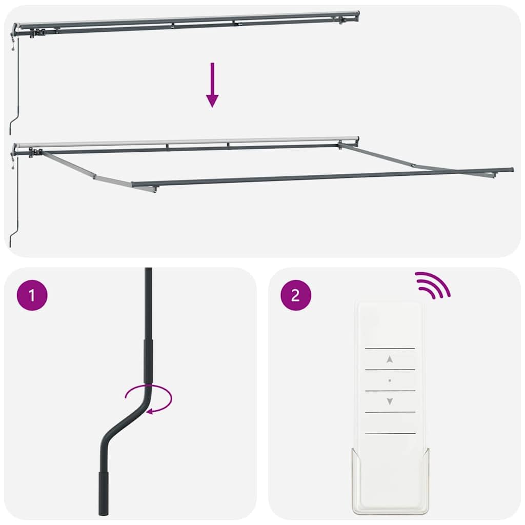 Einziehbare Gelenkarmmarkise Weiß 400 x 300 cm, Markise aus Stoff und Aluminium mit Fernbedienung und Handkurbel, Stabile Überdachung für Garten und Terrasse