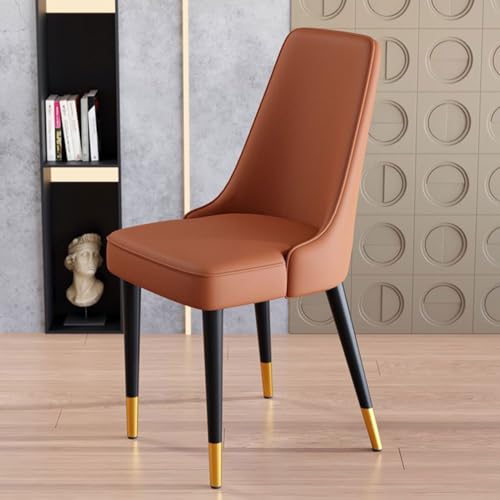 Juego de 2 sillas de comedor modernas de cuero con respaldo y patas de metal, sillas tapizadas para estar casual, ideal para comedor, sala de estar u oficina