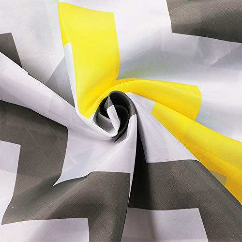 Raymall Grey Yellow Shower Curtain Gray Zigzag Stripes Chevron Pattern 72X72 Inches Waterproof Polyester Fabric With Hooks For Bathroom Decor (Zigzag Yellow) #TOP3