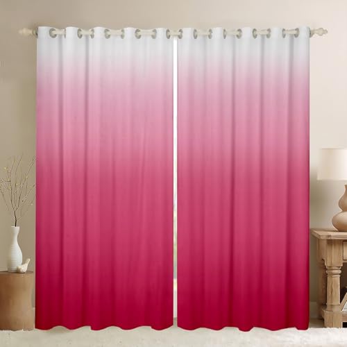 Erosebridal Luxury Hot Pink Window Curtains Ombre Colorful Blackout Curtains,Abstract