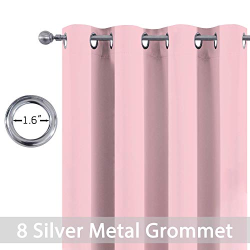 Yakamok Blackout Curtains Room Darkening Thermal Insulated with Grommet Window Curtain for Bedroom, 52 x 72 inch,Pink, 2 Panels