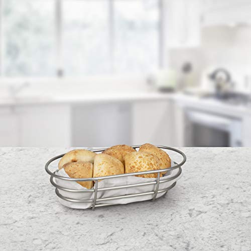 Spectrum Diversified Euro Basket, Classic Kitchen Design For Breads, Roll, Muffin Pastries & Baked Good Storage, Traditional Style Snack & Food Holder For Serving, 7 X 12.5 X 3.5, Satin Nickel #TOP2