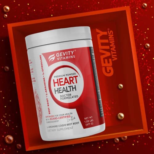 Gevity Vitamins Heart Health Powder, L-Arginine L-Citrulline Complex With 1000Mg Coenzyme Q10 (Coq10), Enhance Nitric Oxide, Cardiovascular Support Supplement, 30 Servings #TOP1
