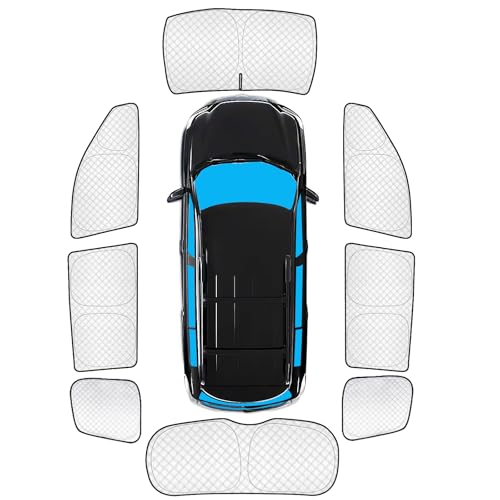 Image of KMF 8pcs Thicken Car Sun Shades for Toyota Highlander 2008-2013 Accessories, Custom Fit Window Covers Sunshade for Windshield Side Rear, UV Block and Blackout Privacy for Car Camping Outdoor