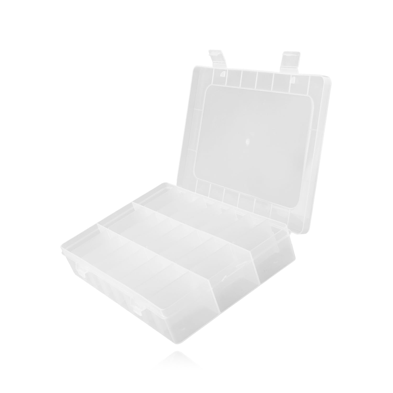 Hopzab Clear 24 Compartment Storage Box, Adjustable Removable Dividers, Plastic Organiser Case For Jewellery, Beads, Craft Supplies, Small Items - 19.8X13.4x3.8cm
