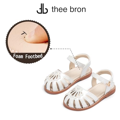 Image of THEE BRON Toddler Girls Closed-Toe Sandals Sweet Retro Cutout Summer Dress Shoes