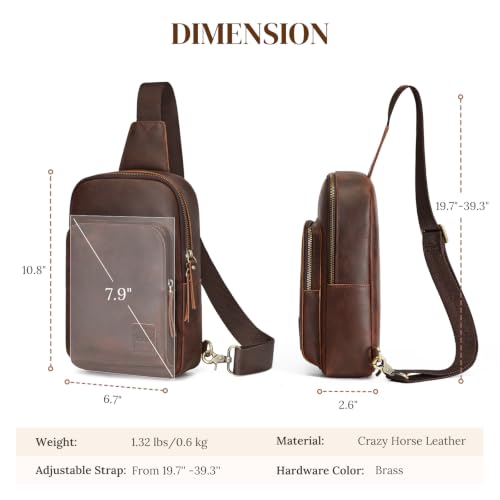 S-ZONE Genuine Leather Sling Bag Unisex